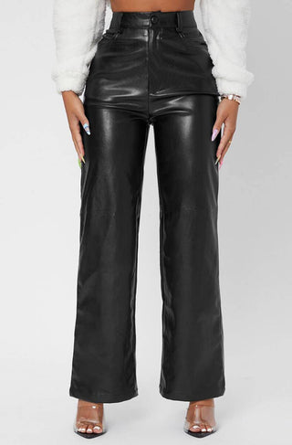 Xenia Faux Leather Wide Leg Trousers