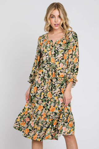 Light Gray Samantha Floral Midi Dress