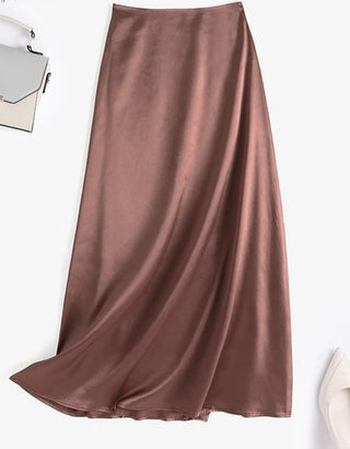 White Smoke Chanelle Mauve Satin Skirt