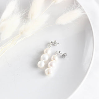 Organic Pearl Trio Earrings | Silver