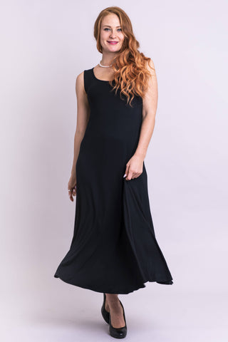 Light Gray Lanai Sleeveless Bamboo Dress in Black