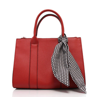 Red Vegan Leather Handbag with Twilly