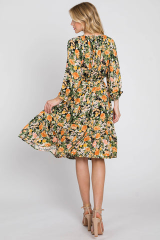 Light Gray Samantha Floral Midi Dress