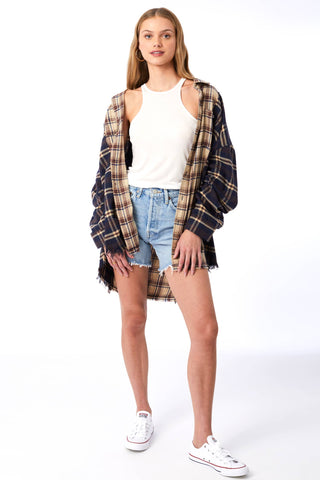 Fringe Oversized Plaid Shirt