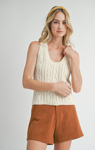 Astra Cable Sweater Tank in Ivory