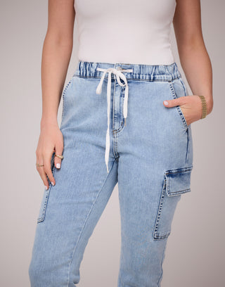 Malia Relaxed Jean Jogger in Capri Blue