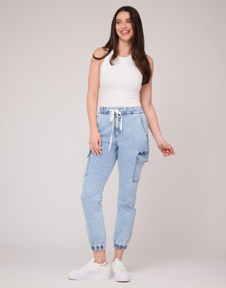 Malia Relaxed Jean Jogger in Capri Blue