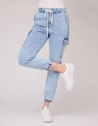 Malia Relaxed Jean Jogger in Capri Blue