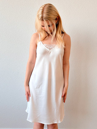 Camisole Lace Slip Dress in Snow White