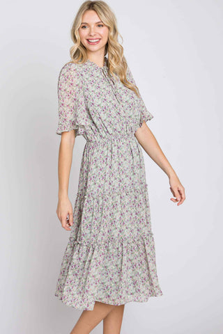 Light Gray Field of Flowers Dress