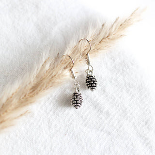 Antique White Pine Cone Earrings