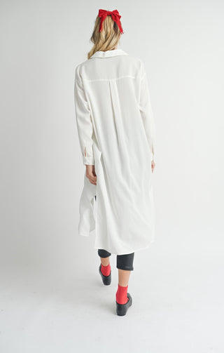 Spencer Long White Button-Down Shirt Duster