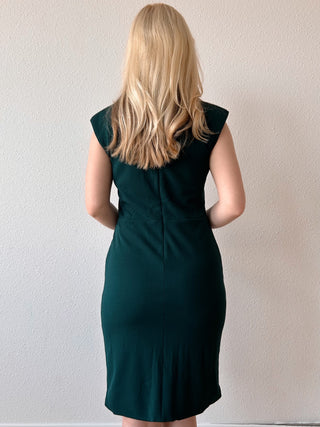 Tanya Office Midi Dress in Hunter Green