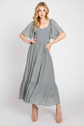 Light Gray Ruth Smocked Maxi Dress