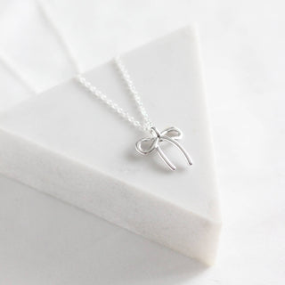 Ribbon Bow Necklace | Silver