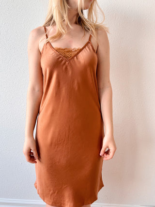 Camisole Lace Slip Dress in Mocha Dreams