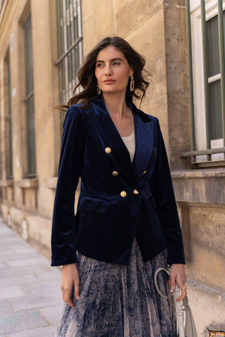 Paris Velvet Blazer | Navy