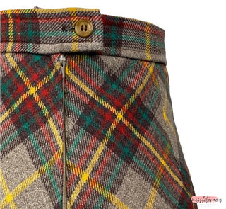 Vintage Wool Plaid A-Line Skirt (Size L)