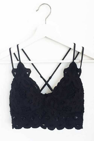 Scalloped Lace Cami Bralette in Black