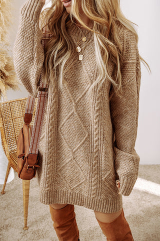 Cable Knit Sweater Dress | Wheat