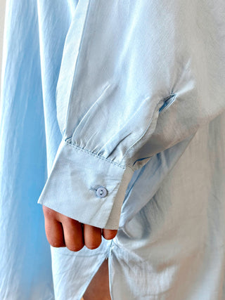 Leyna Oversized Shirtdress in Blue Sky