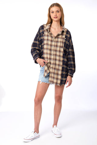 Fringe Oversized Plaid Shirt