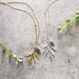 Gray Juniper & Pine Cone Necklace