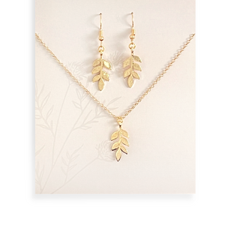 Elegant Leaf Jewellery Set | Gold