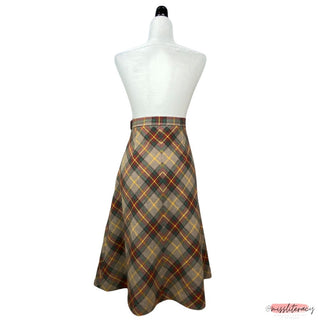 Vintage Wool Plaid A-Line Skirt (Size L)