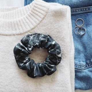 Organic Cotton Hair Scrunchie - Black Marble