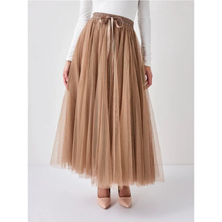 Light Gray Aislynn Tulle Skirt (Mocha)