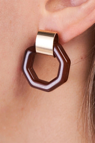 Rosy Brown Almost Octagon Earrings