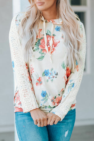 Gray Rosalie Floral Print Hoodie