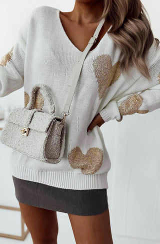 Gray Hearts of Gold Sweater