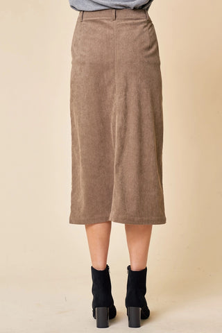 Gray Corduroy Midi Skirt