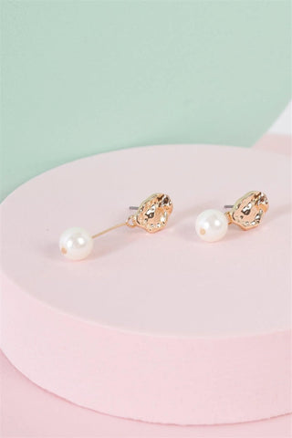 Light Gray Crushed Gold Pearl Earrings