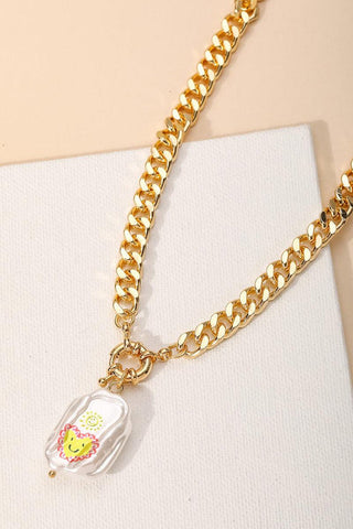 Smiling Heart Pendant Chain Necklace