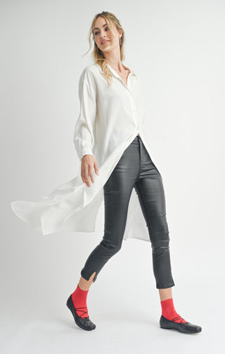 Spencer Long White Button-Down Shirt Duster