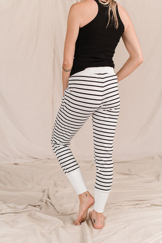 Light Gray Ivory Striped Joggers