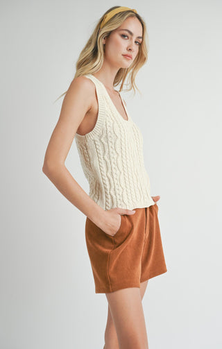 Astra Cable Sweater Tank in Ivory