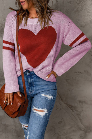 Dim Gray Evelyn Heart Sweater (Pop Pink)