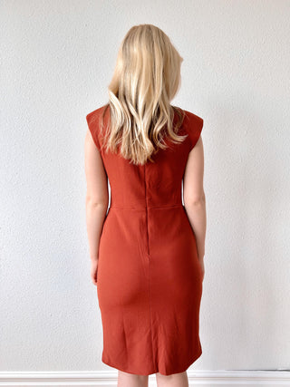 Tanya Office Midi Dress in Rust