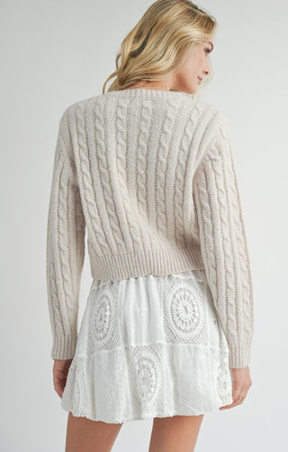 Lulu Embroidered Daisy Sweater in Cream