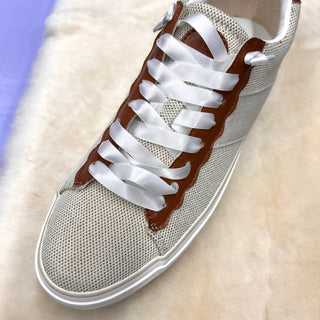 Faux Leather Satin-Lace Sneakers (Size 9)