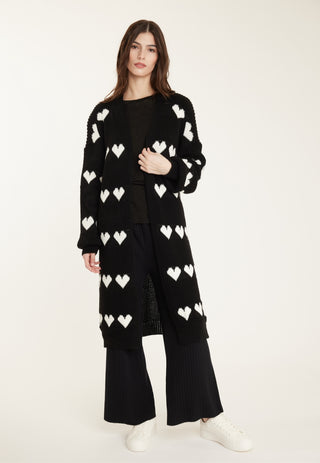 Heart Knit Cardigan in Black