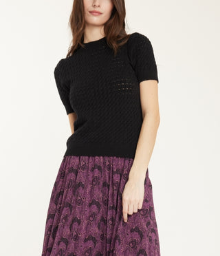 Shaniah Chain Knit Sweater in Black