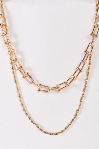 Gold Layered Twist Chain Necklace