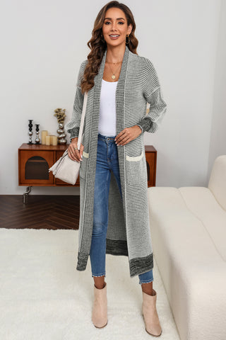 Light Gray Grey Longline Cardigan