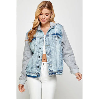 Light Gray Hooded Denim Jacket