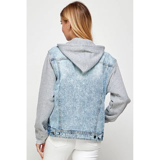 Light Gray Hooded Denim Jacket